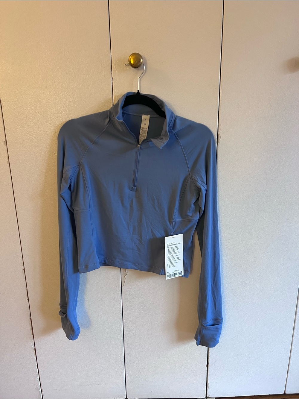 lululemon athletica Cropped Half-Zip Long Sleeve Top in Dusty Blue